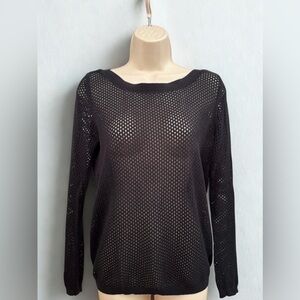Pink Tartan Black Open Knit Sweater – Size M